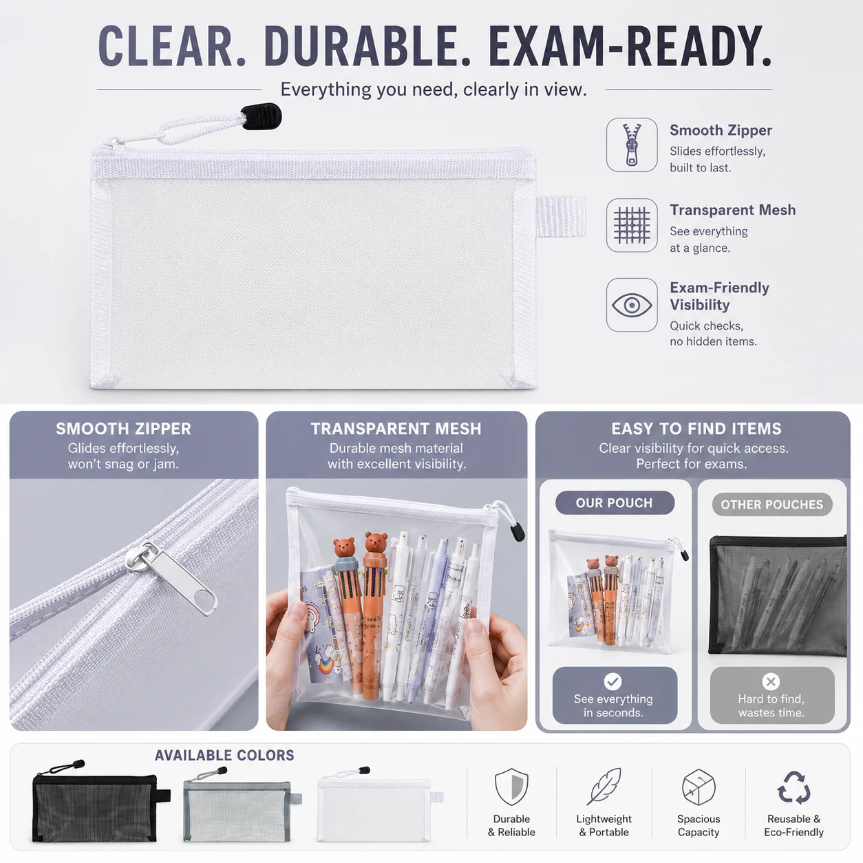 Transparent Mesh Pencil Case C - đánh giá và giá Clear Mesh Pencil Pouch For Exam