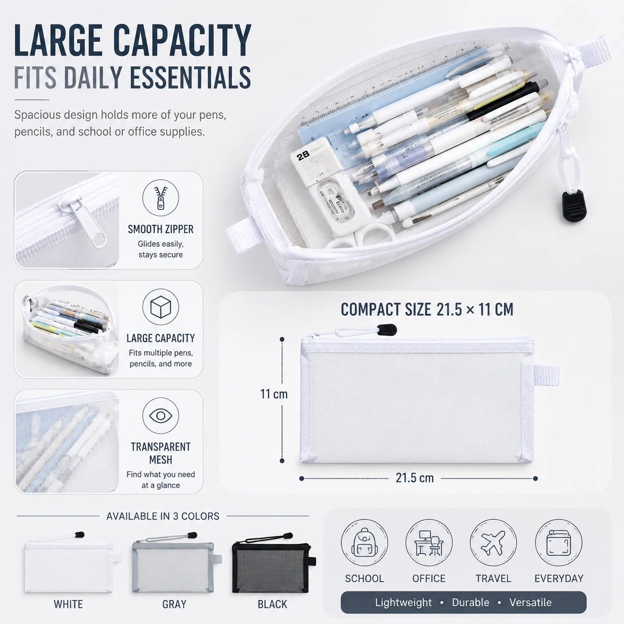 Transparent Mesh Pencil Case C - đánh giá và giá Clear Mesh Pencil Pouch For Exam
