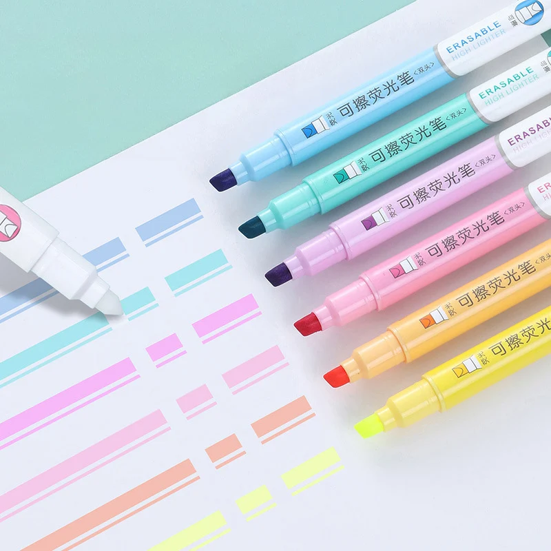6 Colors Erasable Highlighters - đánh giá và giá Pastel Highlighter Set Double Ended