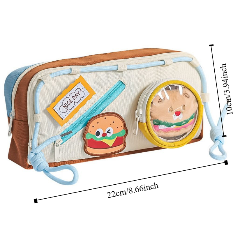 Large Capacity Hamburger Penci - đánh giá và giá Aesthetic Large Pencil Case Pouch