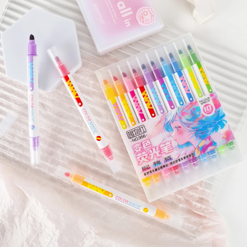 10pcs Double-ended Magic Color - đánh giá và giá Pastel Highlighter Set Double Ended