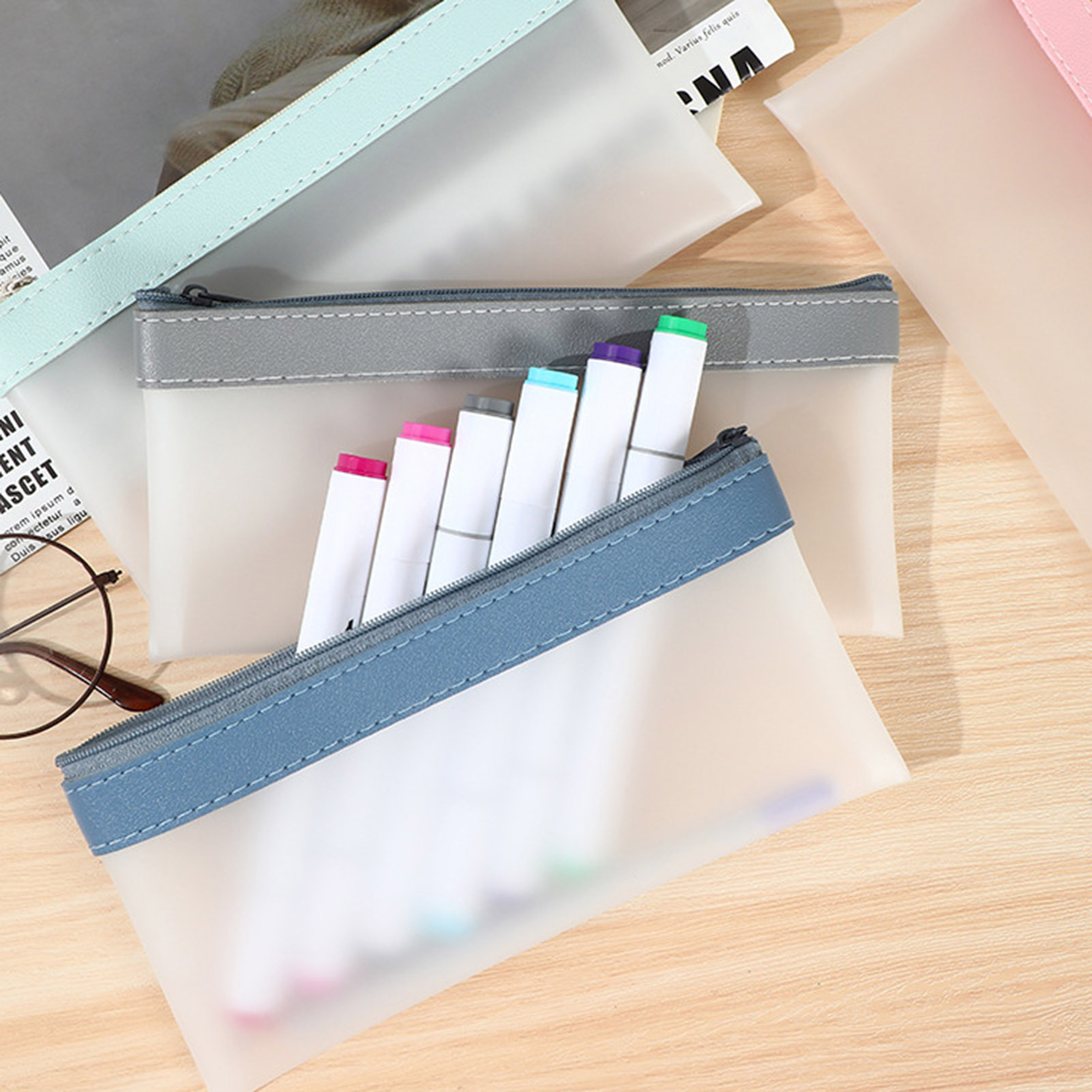Transparent Frosted Pencil Cas - đánh giá và giá Aesthetic Large Pencil Case Pouch