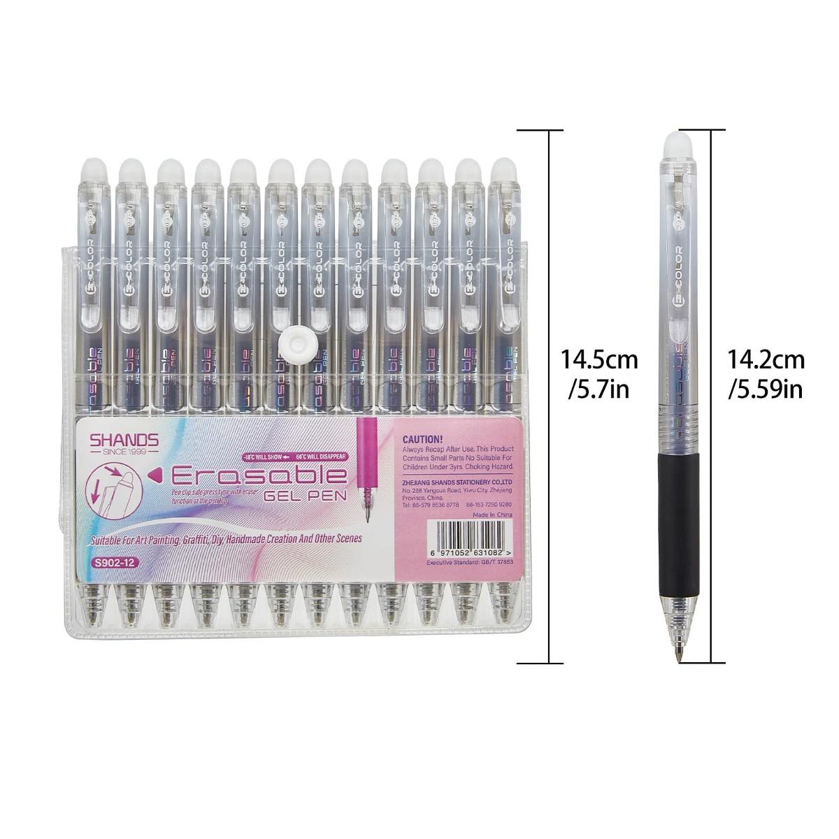 12-Pack 0.7mm Erasable Gel Pen - đánh giá và giá Retractable Eraser Pen Click