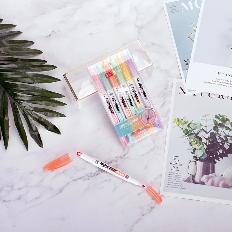 6 Colors/Set Unique Window Tip - đánh giá và giá Pastel Highlighter Set Double Ended
