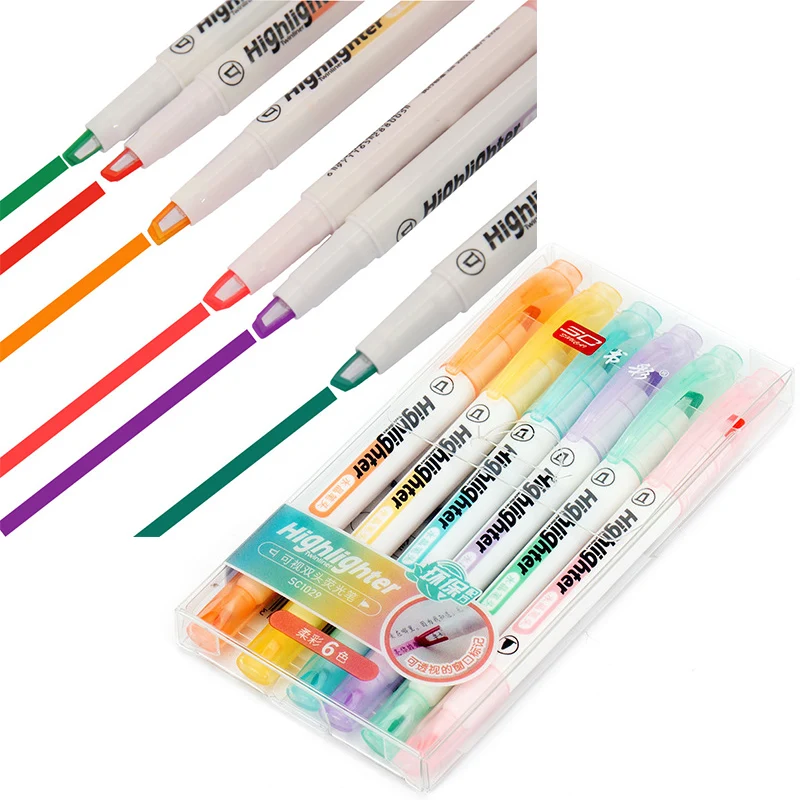 6 Colors/Set Unique Window Tip - đánh giá và giá Pastel Highlighter Set Double Ended