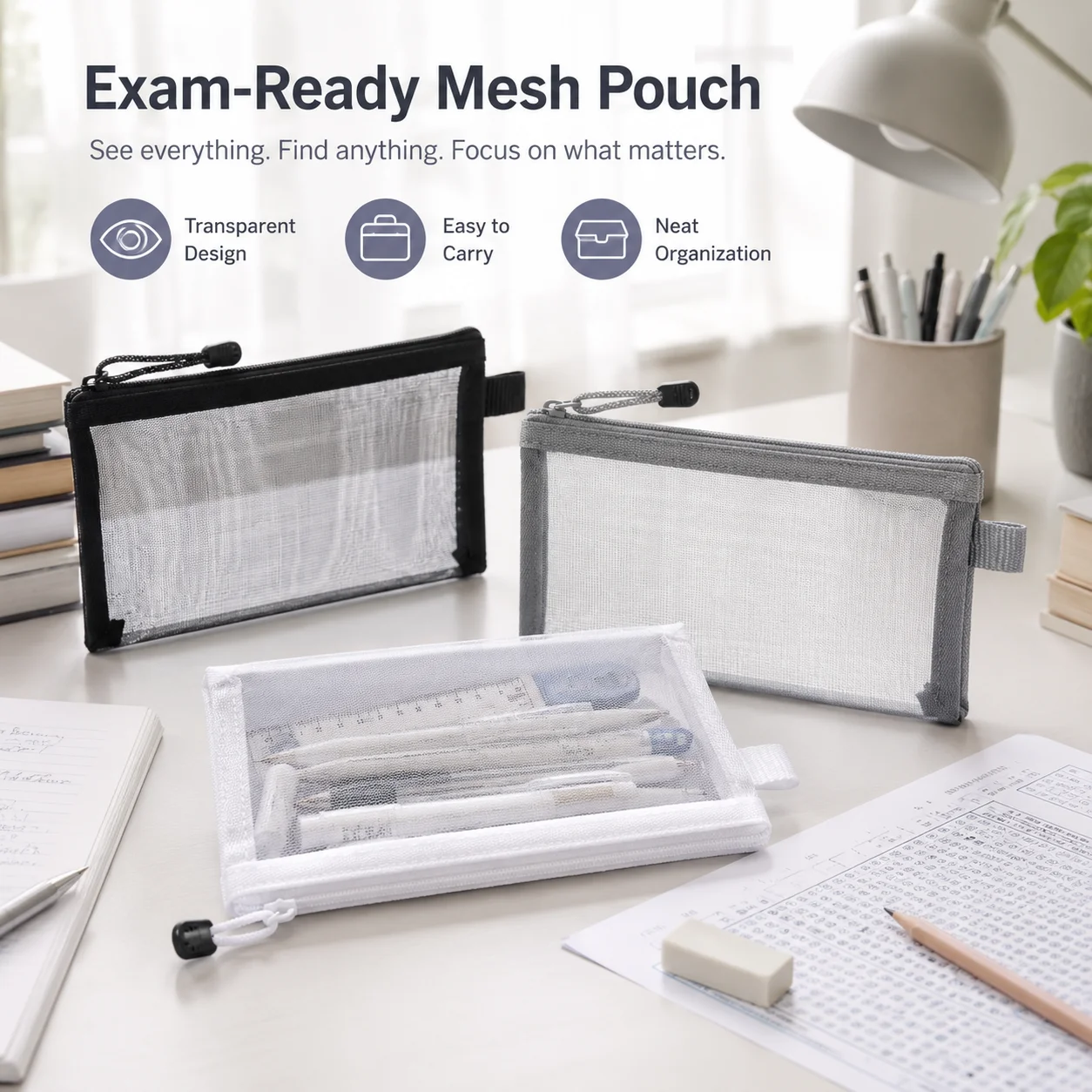 Transparent Mesh Pen Bag, Clea - đánh giá và giá Clear Mesh Pencil Pouch For Exam
